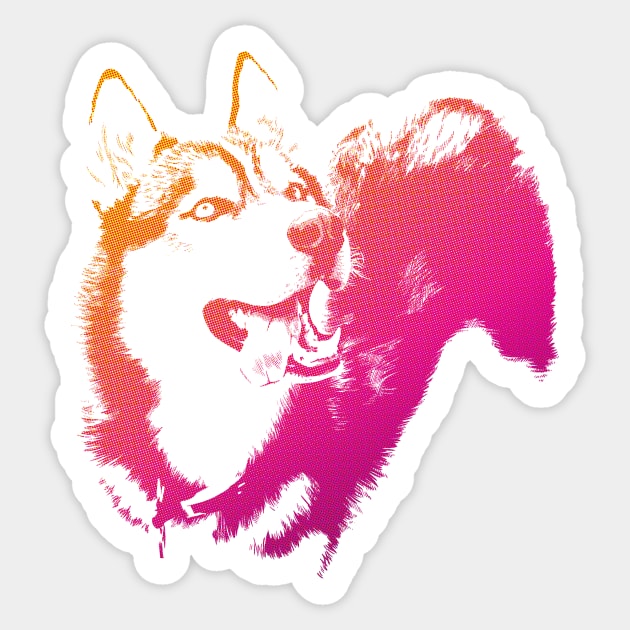 Happy Pink Husky Dog Sticker by polliadesign